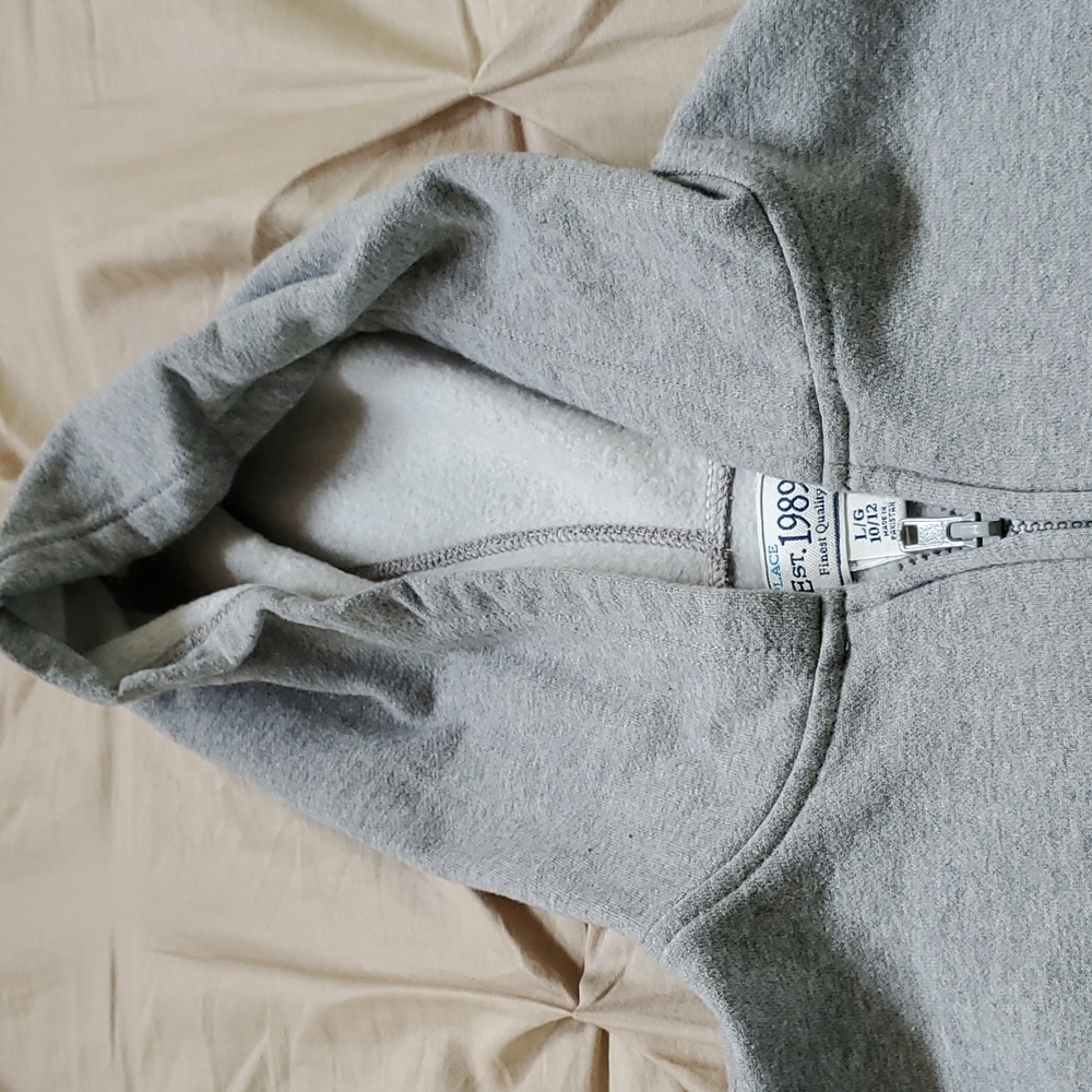Children's place zip up hoodie in grey